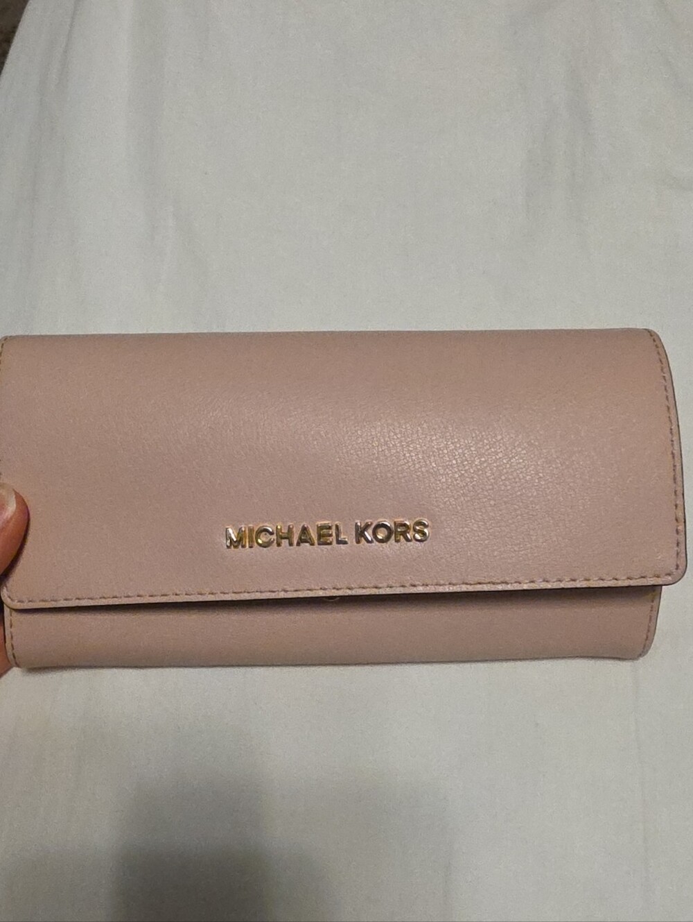 Michael Kors Pale Pink Leather Continental Wallet with Gold Logo